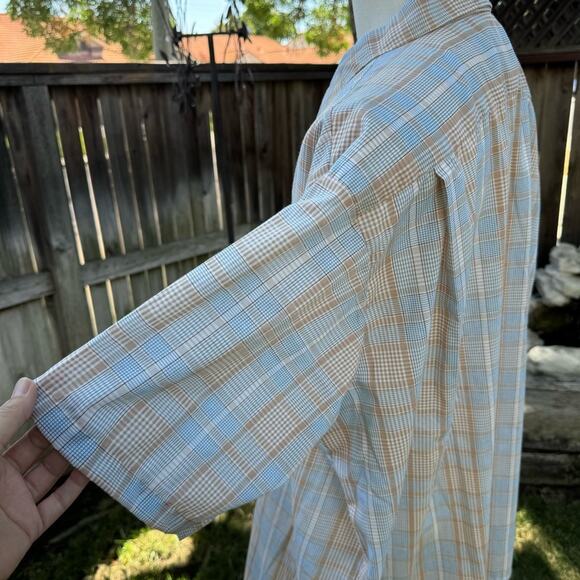 Above Average Pennshire Dress Shirt Mens 4X 20-21 Big Man Tan Plaid - Picture 6 of 10